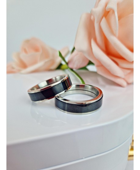 Pierścionek obrączka stal czarna ceramika