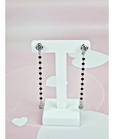 Klipsy wiszące czarno- srebrne