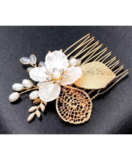 Grzebyk do włosów złoty kwiatowy
