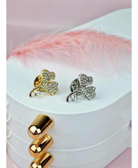 Broszka typu pin- listek złoty lub srebrny