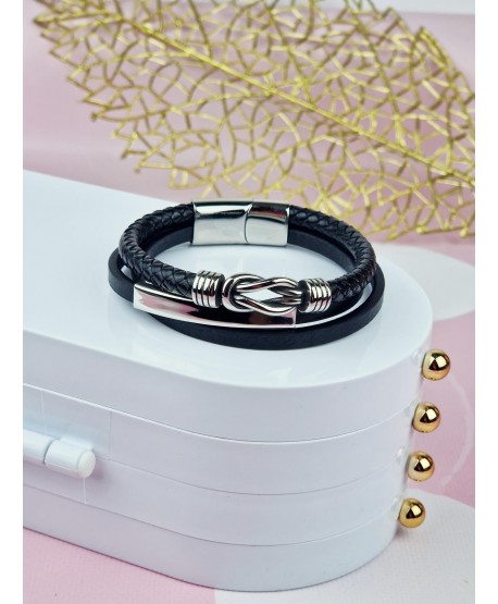 Bransoletka skórzana męska z małym węzełkiem