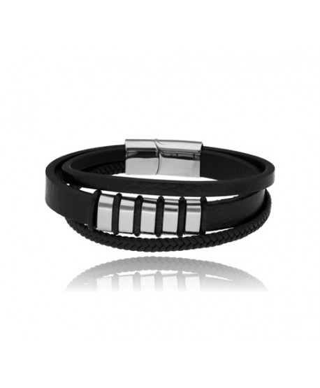 Bransoletka skórzana męska z blaszkami