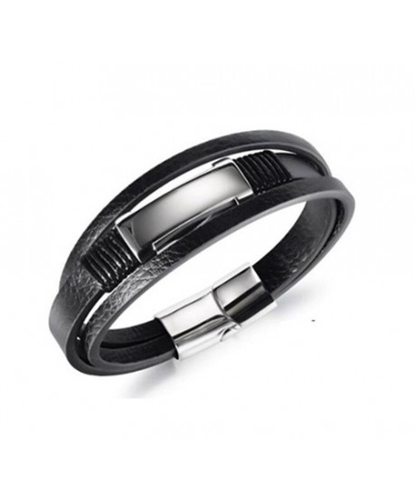 Bransoletka skórzana męska ze srebrną blaszką