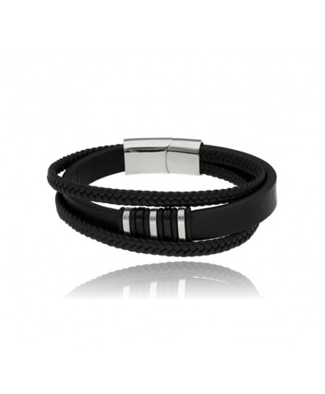 Bransoletka skórzana męska z blaszkami