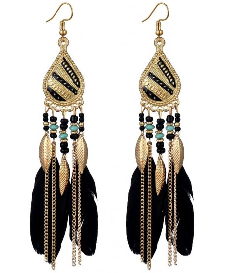 Kolczyki czarne pióra boho