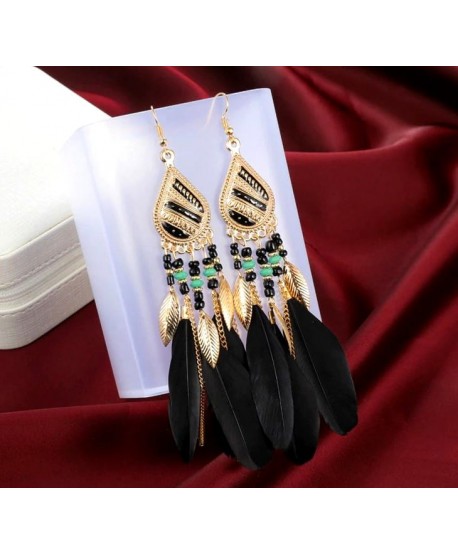 Kolczyki czarne pióra boho