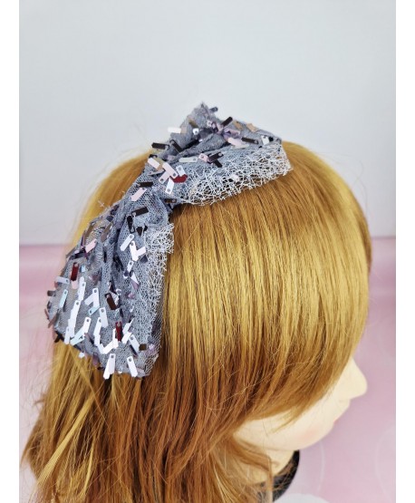 Opaska z cekinową kokardką