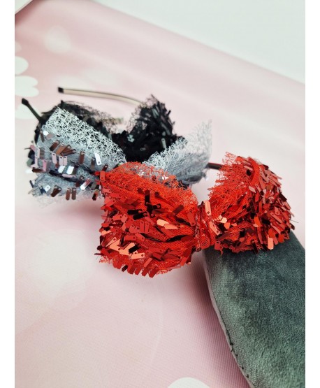 Opaska z cekinową kokardką