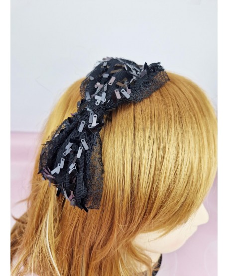 Opaska z cekinową kokardką