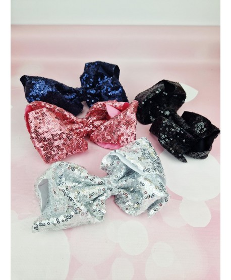 Cekinowa kokardka do włosów na spince