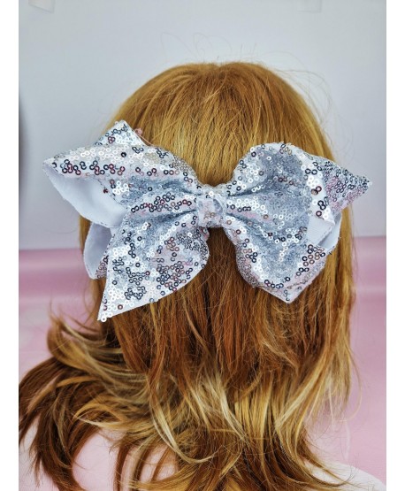 Cekinowa kokardka do włosów na spince