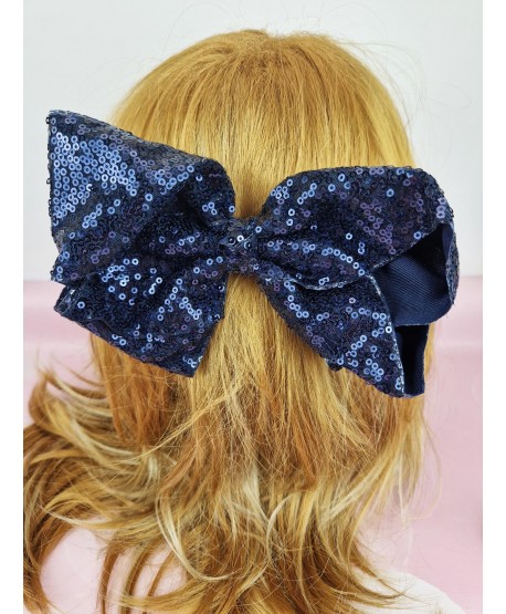 Cekinowa kokardka do włosów na spince