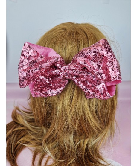 Cekinowa kokardka do włosów na spince