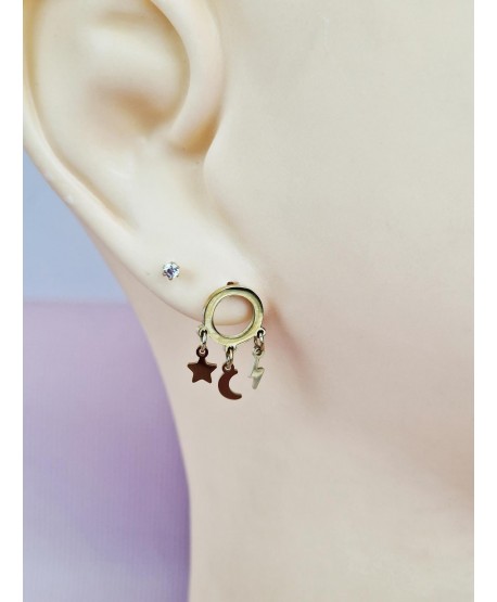 Kolczyki sztyfty stal kółeczka z zawieszkami