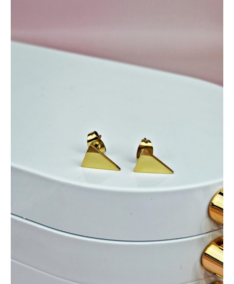 Kolczyki stal złote trójkąty