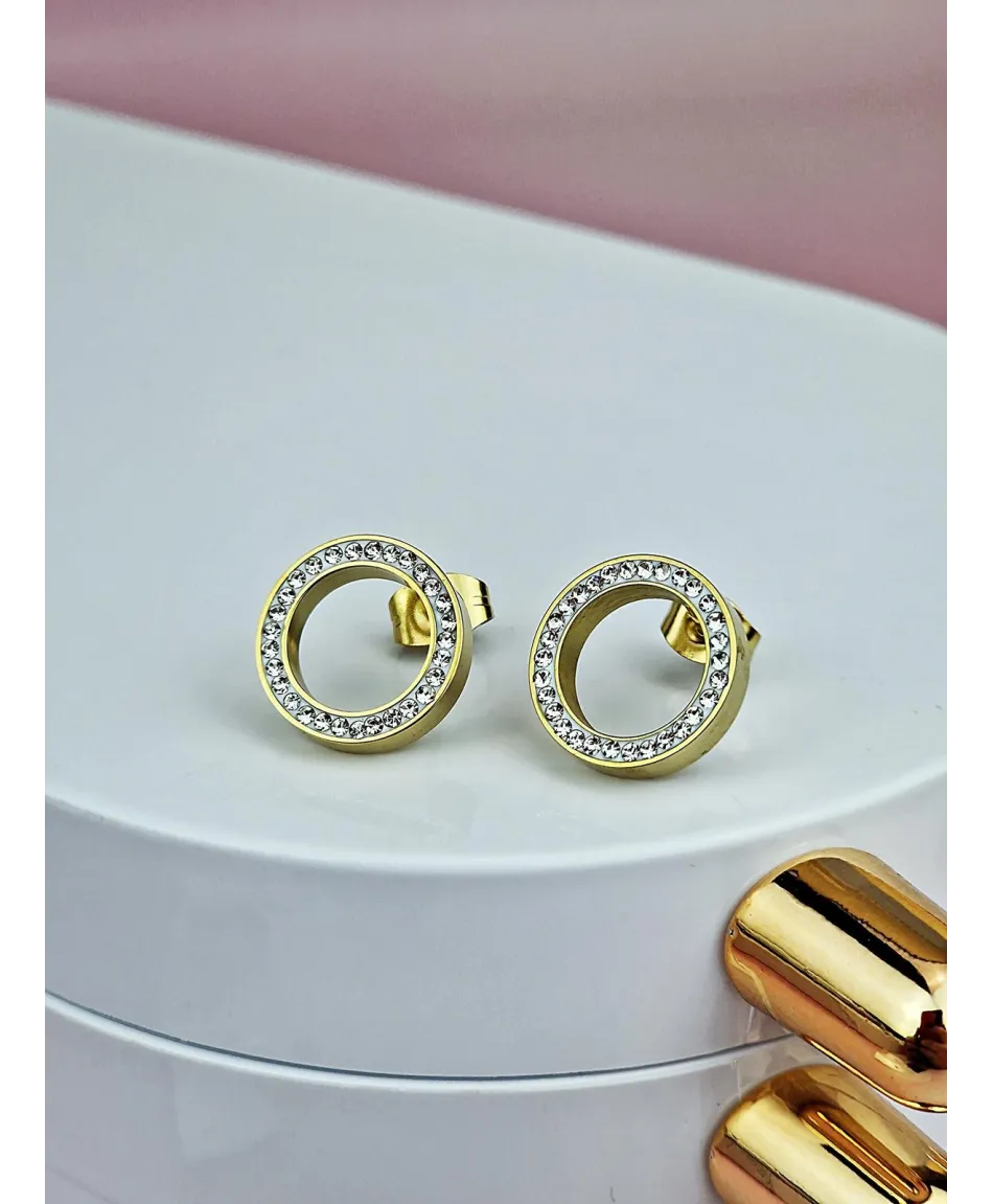 Kolczyki stal kółeczka z błyszczącą obwódką