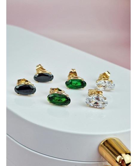 Kolczyki stal błyszcząca cyrkonia- różne kolory