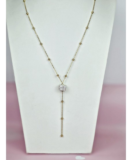 Naszyjnik stal krawatka z błyszczącą kosteczką