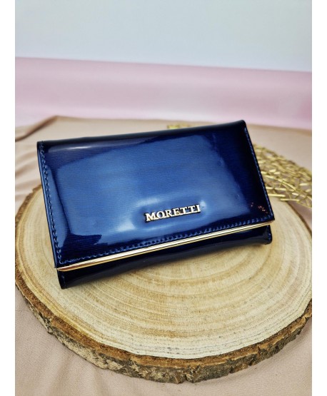 Portfel damski skórzany średni granatowy