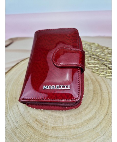 Portfel damski skórzany średni czerwony z zamkiem