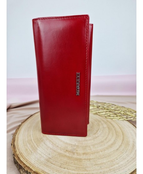 Portfel damski skórzany duży czerwony Moretti
