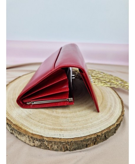 Portfel damski skórzany duży czerwony Moretti