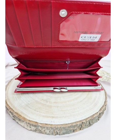 Portfel damski skórzany duży czerwony Moretti