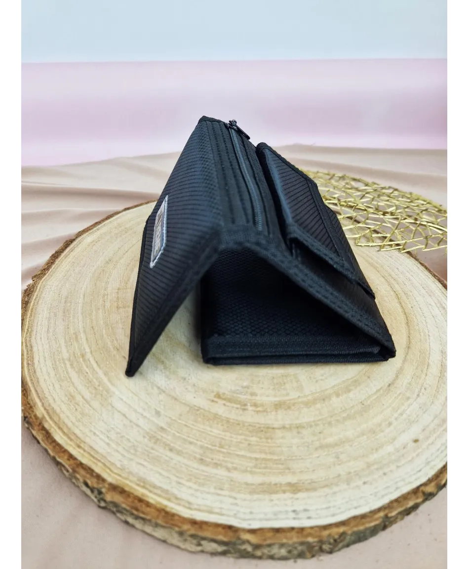 Portfel chłopięcy materiałowy czarny granatowy