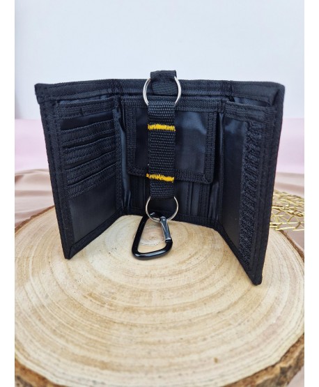 Portfel chłopięcy z karabińczykiem czarny granatowy
