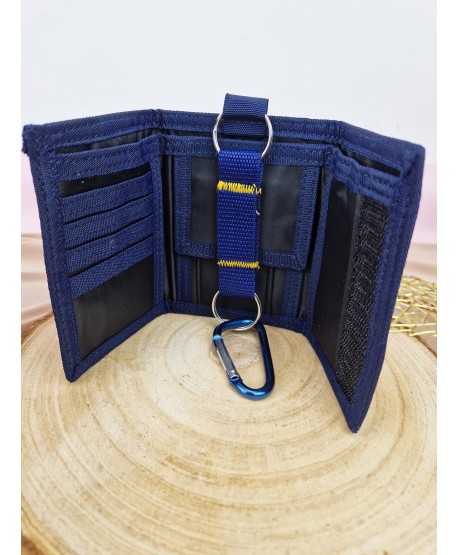 Portfel chłopięcy z karabińczykiem czarny granatowy