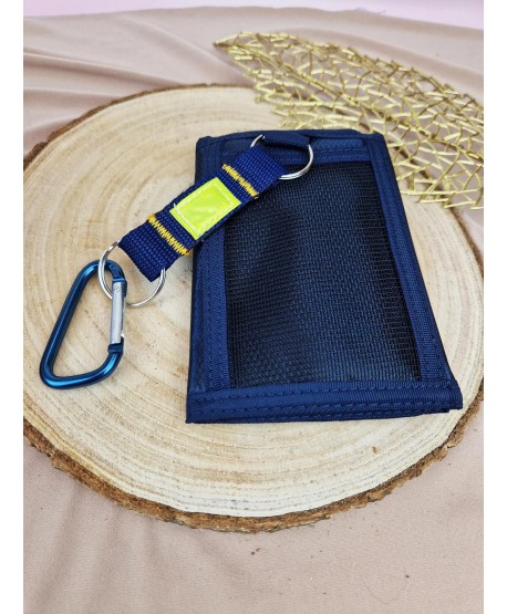 Portfel chłopięcy z karabińczykiem - granatowy