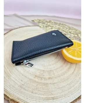 Mini cienki portfel męski skórzany z zamkiem