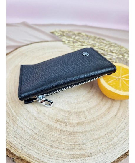 Mini cienki portfel męski skórzany z zamkiem