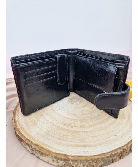 Portfel męski skórzany poziomy z zapięciem Rovicky