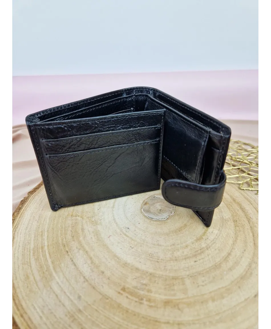 Portfel męski skórzany z zapięciem czarny brązowy