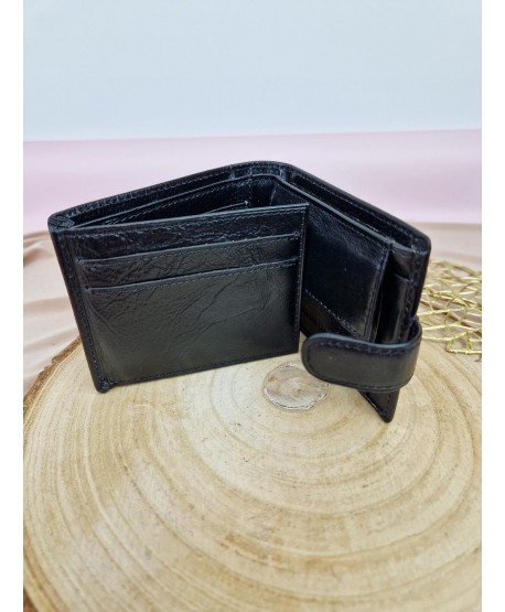 Portfel męski skórzany z zapięciem czarny brązowy