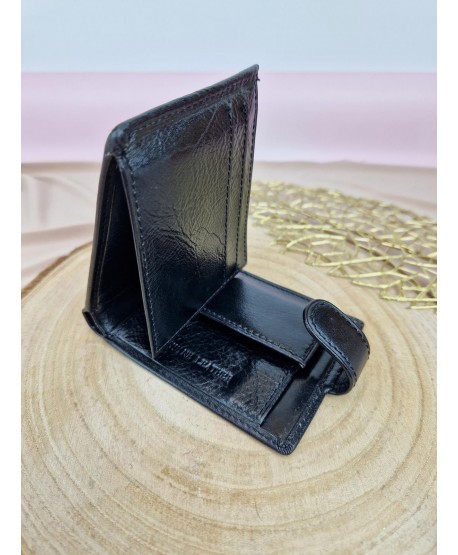 Portfel męski skórzany z zapięciem czarny brązowy