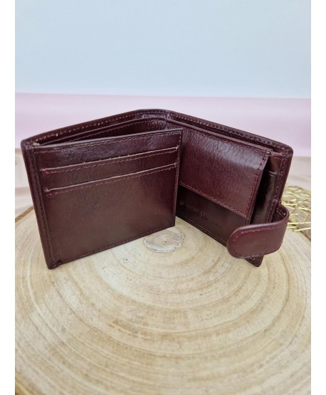 Portfel męski skórzany z zapięciem czarny brązowy