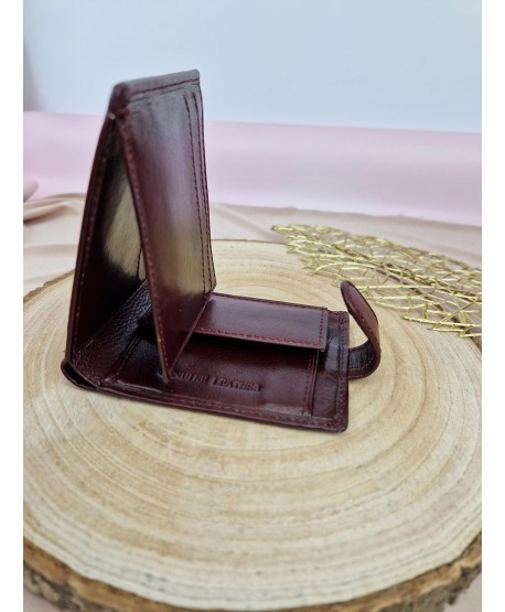 Portfel męski skórzany z zapięciem czarny brązowy