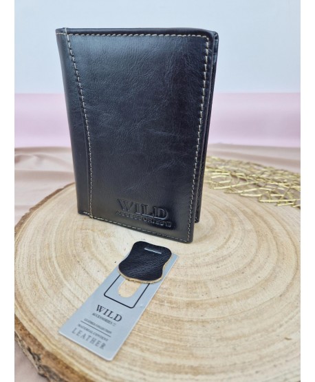 Portfel męski skórzany pionowy Wild brązowy czarny