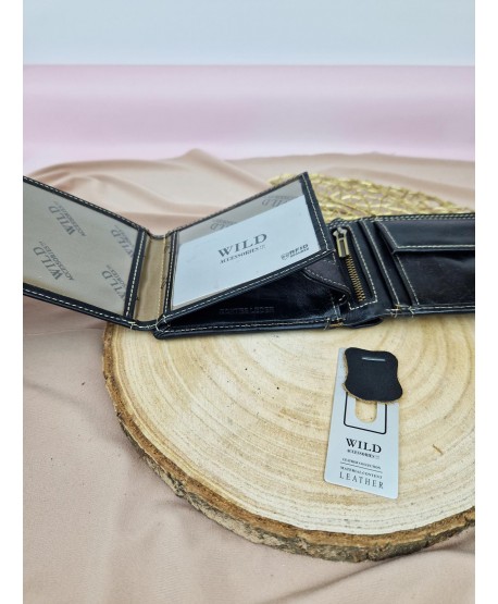 Portfel męski skórzany Wild brązowy czarny