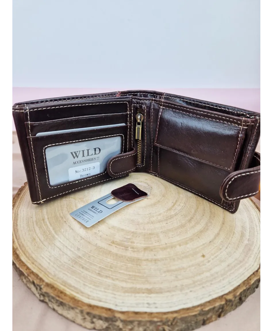 Portfel męski skórzany Wild brązowy czarny