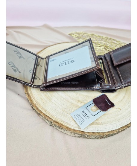 Portfel męski skórzany Wild brązowy czarny