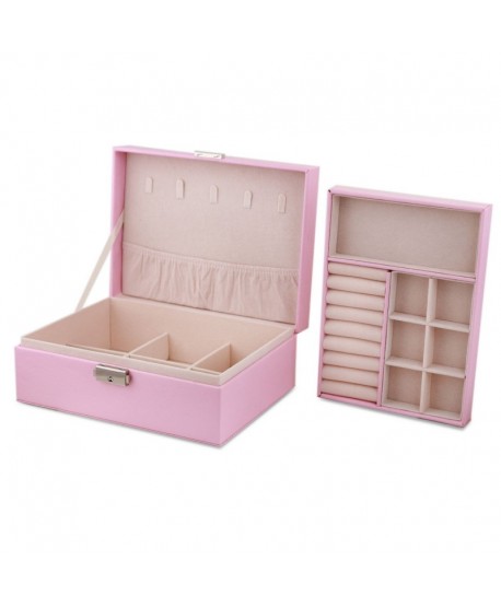 Szkatułka na biżuterię ekoskóra różowa