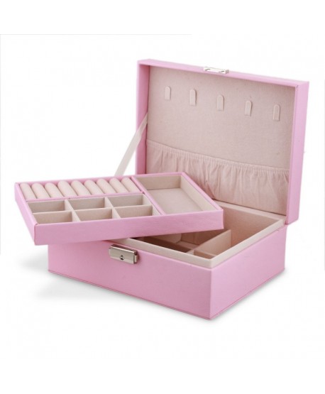 Szkatułka na biżuterię ekoskóra różowa