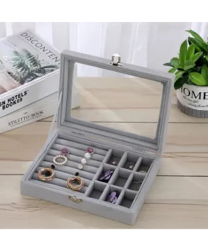 Szkatułka mały organizer na biżuterię szara