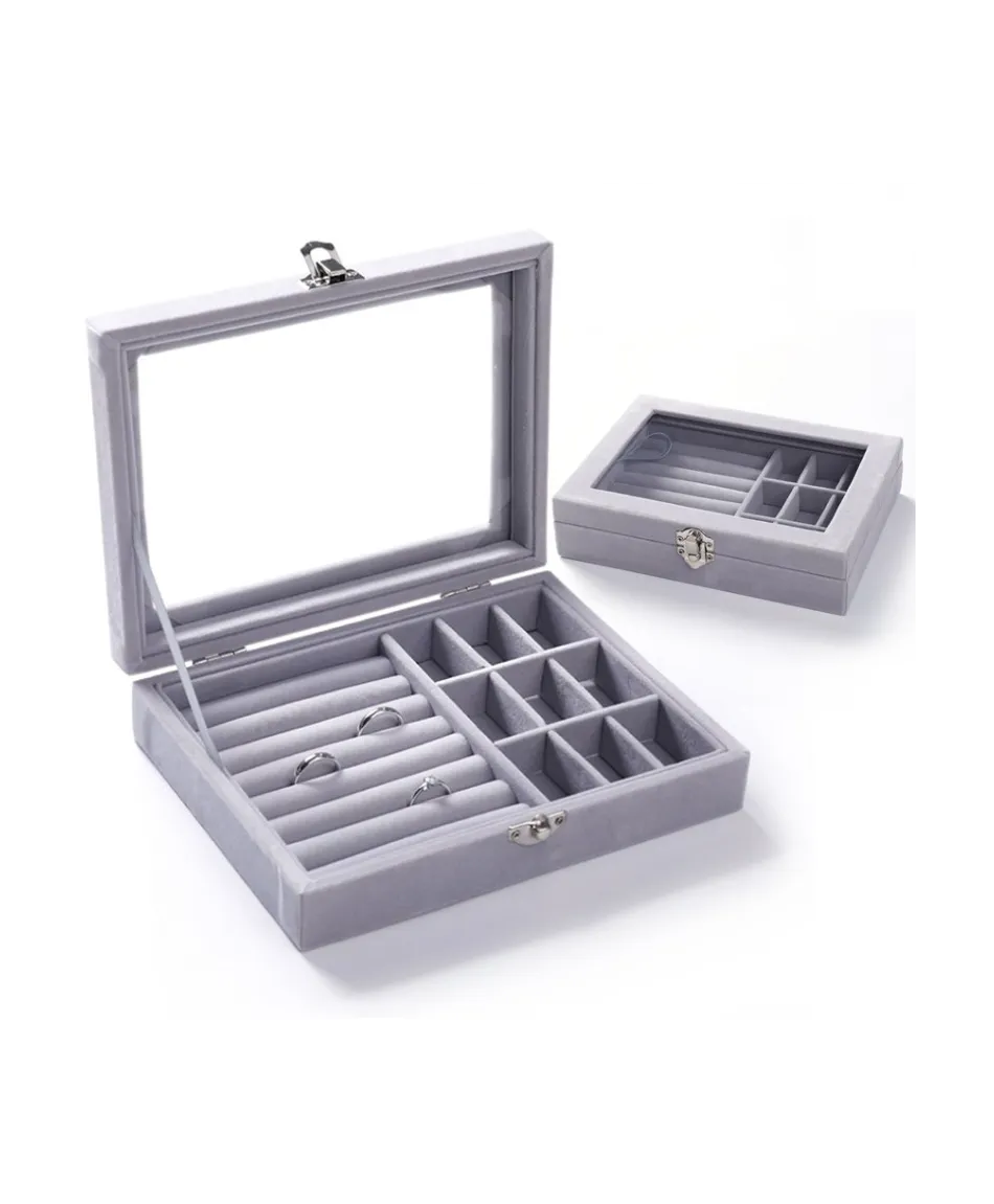 Szkatułka mały organizer na biżuterię szara