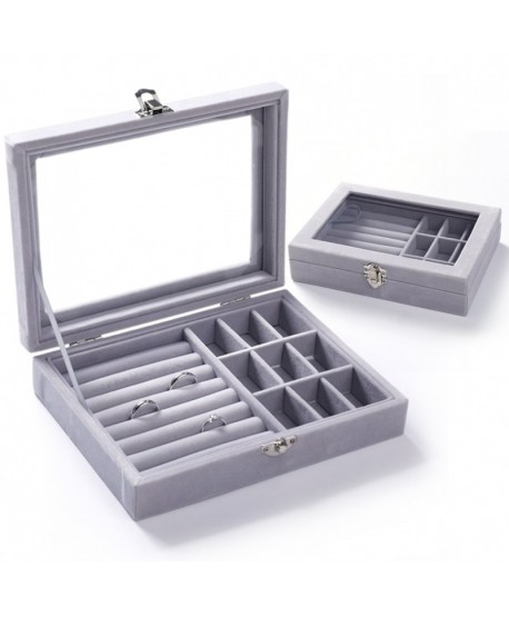 Szkatułka mały organizer na biżuterię szara