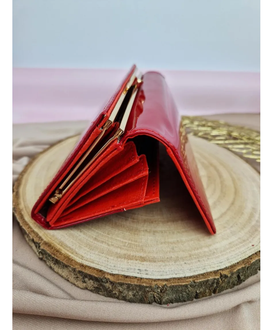 Portfel damski lakierowany czerwony czarny