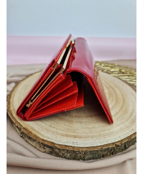 Portfel damski lakierowany czerwony czarny